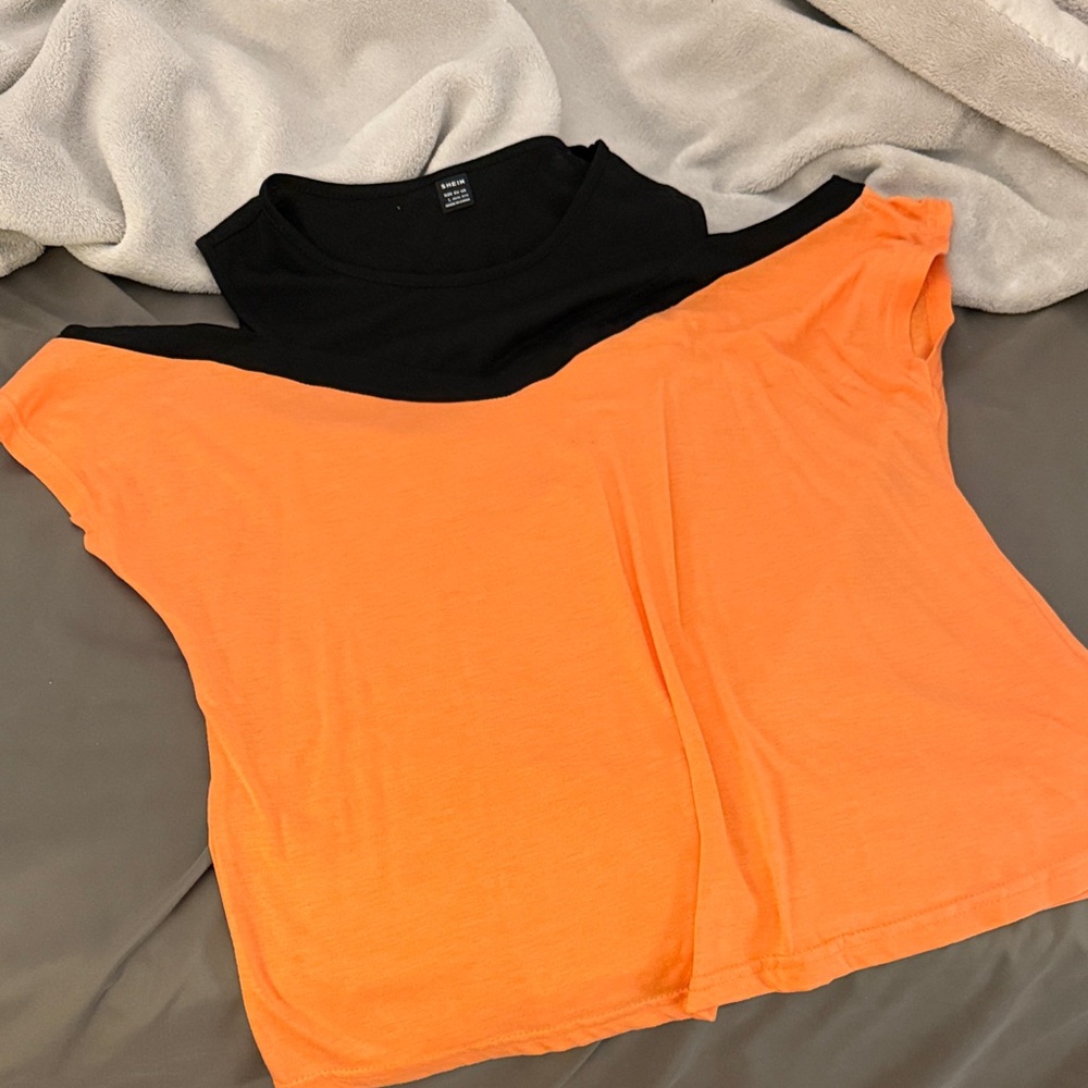 Women's Black and Orange Top